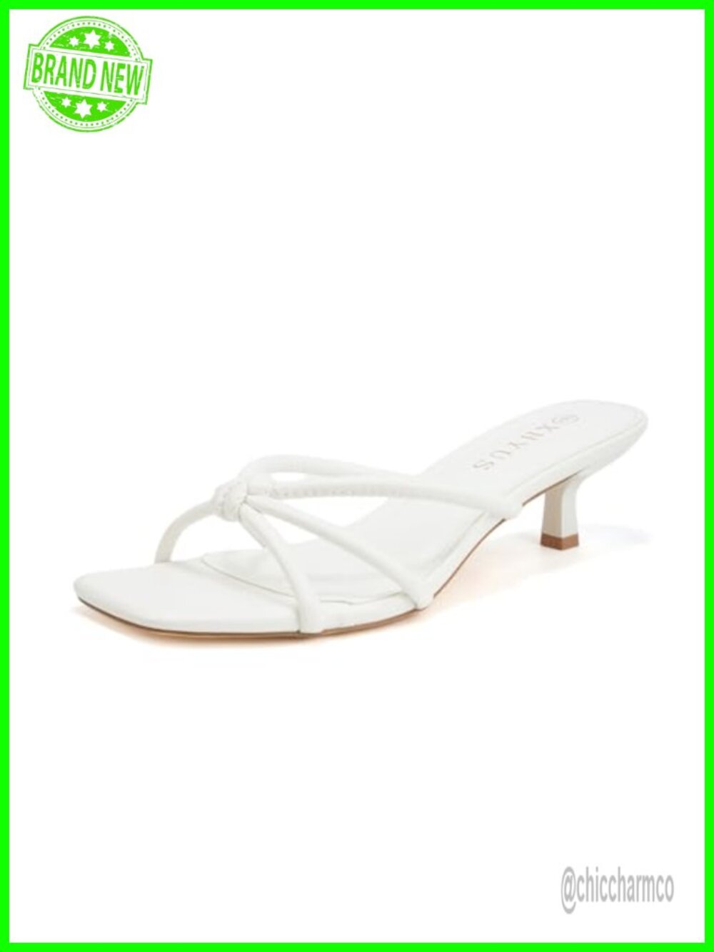 Kitten Heel Mule Sandals Square Open Toe Slip On Strappy